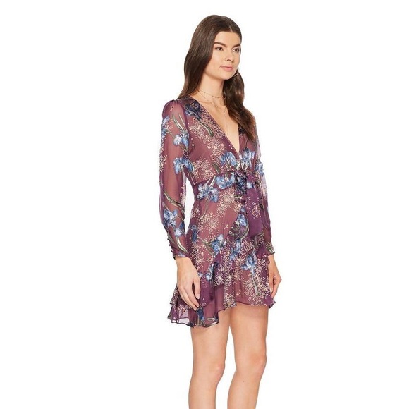 NWT For Love And Lemons Purple Floral Cleo Dress sz XS - Picture 4 of 12